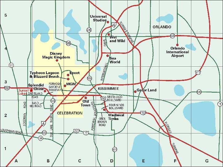 Map showing location of Sunset Lakes